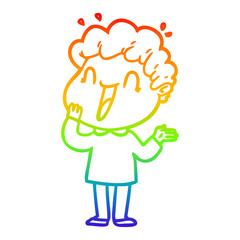 rainbow gradient line drawing cartoon happy man