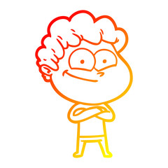 warm gradient line drawing cartoon happy man