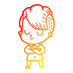 warm gradient line drawing cartoon woman