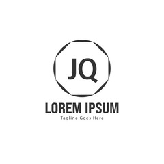 Initial JQ logo template with modern frame. Minimalist JQ letter logo vector illustration