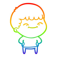 Obraz premium rainbow gradient line drawing cartoon happy boy