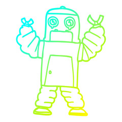cold gradient line drawing cartoon robot