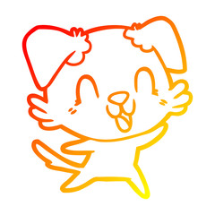 warm gradient line drawing laughing cartoon dog