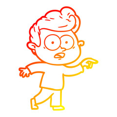 warm gradient line drawing cartoon staring man