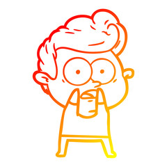 Fototapeta premium warm gradient line drawing cartoon staring man