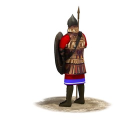 3d render, warrior character, illustration