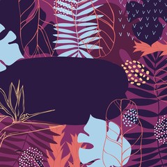 Hand drawn tropical plants.Vector  background