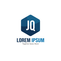 Initial JQ logo template with modern frame. Minimalist JQ letter logo vector illustration