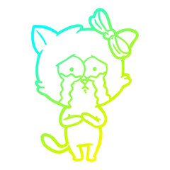 cold gradient line drawing cartoon cat