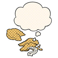 cartoon fortune cookies and thought bubble in comic book style