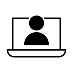 Online training process icon in flat style. Webinar seminar vector illustration on white isolated background. E-learning business concept.