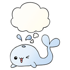 cartoon whale and thought bubble in smooth gradient style