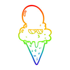 rainbow gradient line drawing cartoon cool ice cream