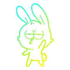 cold gradient line drawing cute cartoon rabbit