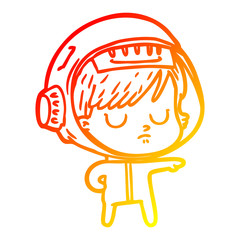 warm gradient line drawing cartoon astronaut woman