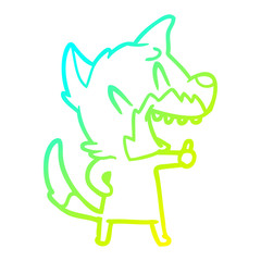 cold gradient line drawing laughing fox cartoon