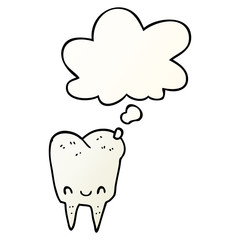 cartoon tooth and thought bubble in smooth gradient style