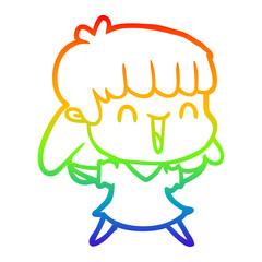 rainbow gradient line drawing cartoon woman