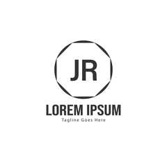 Initial JR logo template with modern frame. Minimalist JR letter logo vector illustration