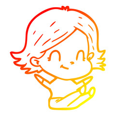 warm gradient line drawing cartoon friendly girl