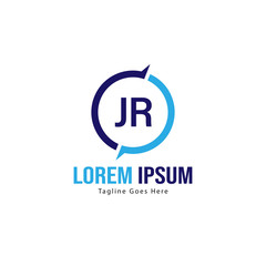 Initial JR logo template with modern frame. Minimalist JR letter logo vector illustration