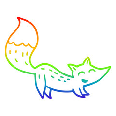 rainbow gradient line drawing cartoon happy fox