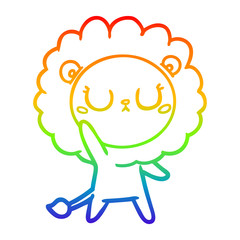 rainbow gradient line drawing cartoon lion