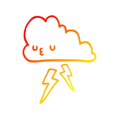 warm gradient line drawing cartoon storm cloud