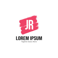 Initial JR logo template with modern frame. Minimalist JR letter logo vector illustration