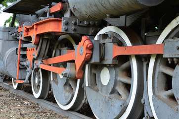 Pieces detailed about old train on station disabled, steam locomotive as know as "Maria Fumaça” in Brazil.