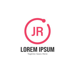 Initial JR logo template with modern frame. Minimalist JR letter logo vector illustration