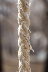 Closeup of a two-strand twisted natural fiber rope