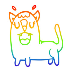 rainbow gradient line drawing cartoon funny cat