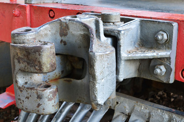 Pieces detailed about old train on station disabled, steam locomotive as know as "Maria Fumaça” in Brazil.