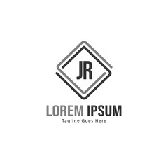 Initial JR logo template with modern frame. Minimalist JR letter logo vector illustration