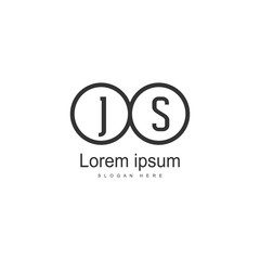 Initial JS logo template with modern frame. Minimalist JS letter logo vector illustration