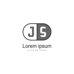 Initial JS logo template with modern frame. Minimalist JS letter logo vector illustration