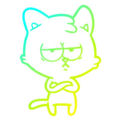 cold gradient line drawing bored cartoon cat