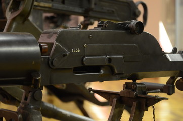 WWI Machine Gun Detail. Former combat weapon used during the First World War.