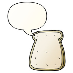cartoon slice of bread and speech bubble in smooth gradient style