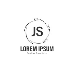 Initial JS logo template with modern frame. Minimalist JS letter logo vector illustration