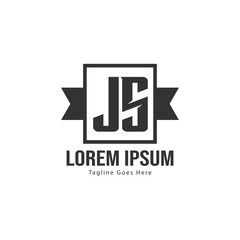 Initial JS logo template with modern frame. Minimalist JS letter logo vector illustration