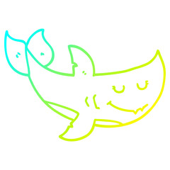 cold gradient line drawing cartoon shark