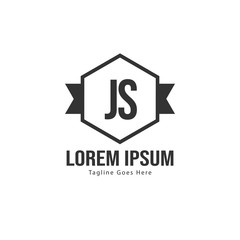 Initial JS logo template with modern frame. Minimalist JS letter logo vector illustration