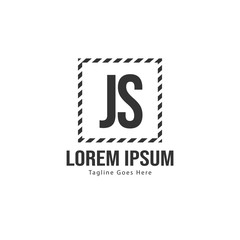 Initial JS logo template with modern frame. Minimalist JS letter logo vector illustration