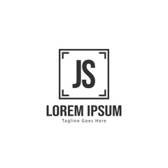 Initial JS logo template with modern frame. Minimalist JS letter logo vector illustration