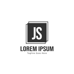 Initial JS logo template with modern frame. Minimalist JS letter logo vector illustration