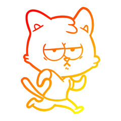 warm gradient line drawing bored cartoon cat