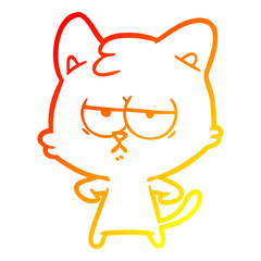warm gradient line drawing bored cartoon cat
