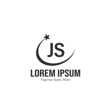 Initial JS logo template with modern frame. Minimalist JS letter logo vector illustration